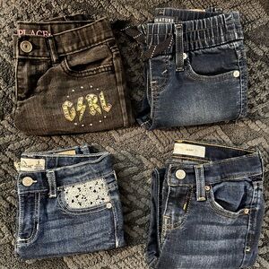 Mixed set of Kids Jeans/Shorts Set - Black and denim with Lace Trimming